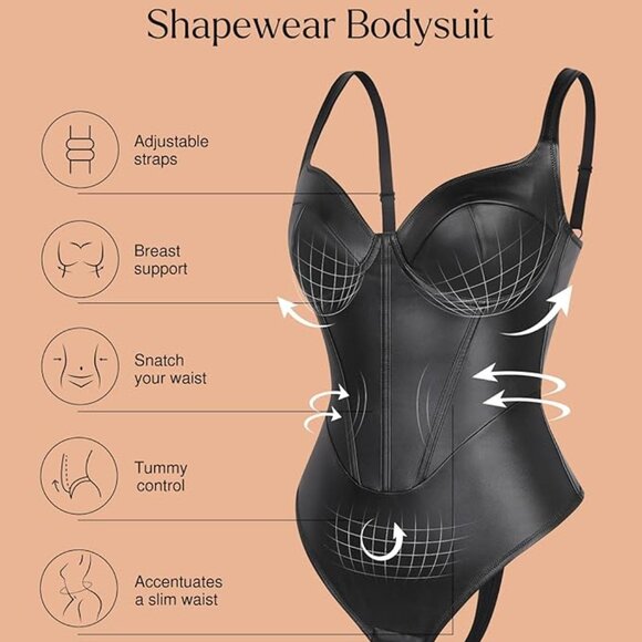 Popilush Leather Corset Bodysuit - Picture 4 of 4